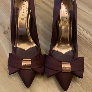 Ted Baker Burgundy Satin Bow Pump